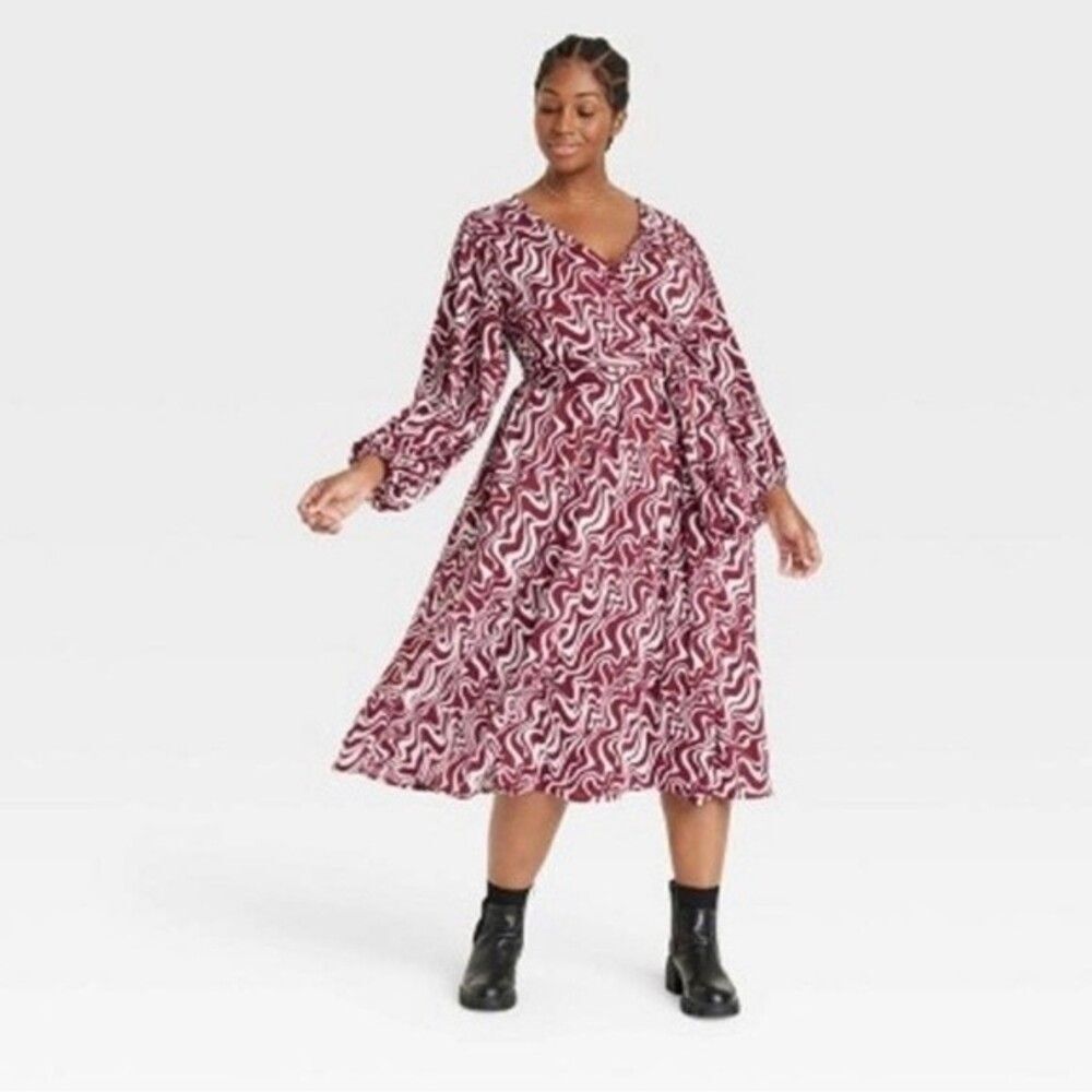 Ava & Vic Burgundy Swirl Dress Size 4X